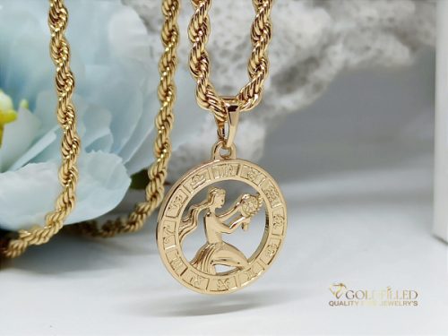 Antialergijska ogrlica Goldfilled 55cm / 3mm + privjesak djevica 18K boja