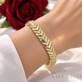   Antialergijska pozlaćena narukvica "Goldfilled", dužina 19 cm i širina 9mm, boja 14K