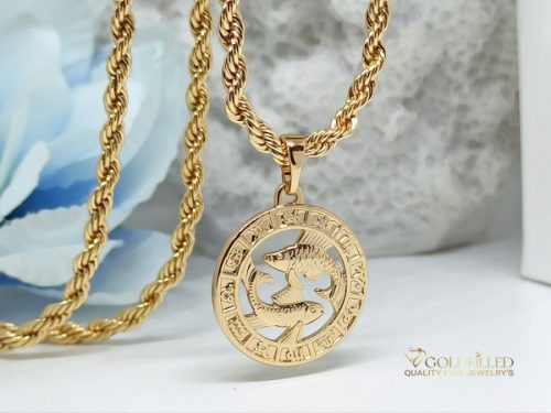 Antialergijska ogrlica Goldfilled 55cm / 3mm + privjesak ribe 18K boja