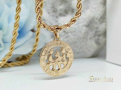Antialergijska ogrlica Goldfilled 55cm / 3mm + privjesak blizanci 18K boja