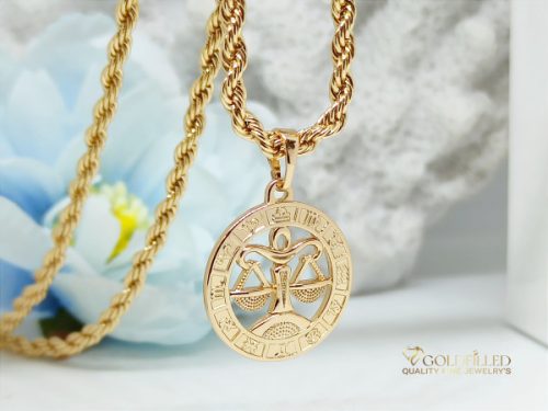 Antialergijska ogrlica Goldfilled 55cm / 3mm + privjesak vaga 18K boja