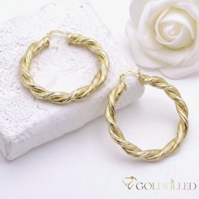 Goldfilled Antialergijske okrugle naušnice 50mm 14K boja	