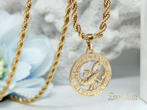 Antialergijska ogrlica Goldfilled 55cm / 3mm + privjesak škorpion 18K boja