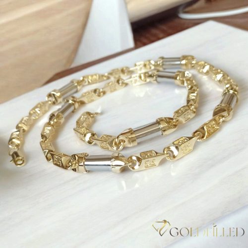Goldfilled Antialergijski Luksuzni Barakka Ogrlica 70cm Dugačka i 8-10mm Široka (135g) Boja 14K Multikolor