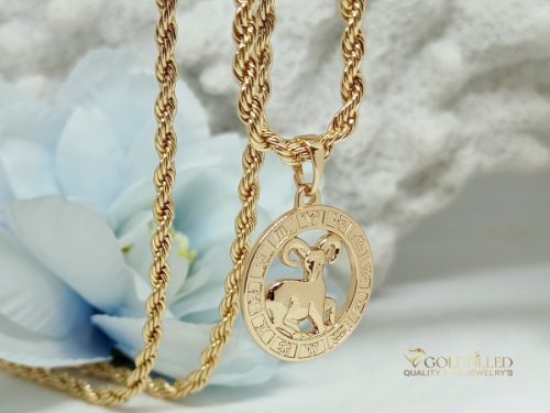 Goldfilled antialergijska ogrlica 55 cm / 3mm + privjesak Ovan 18K zlatna boja