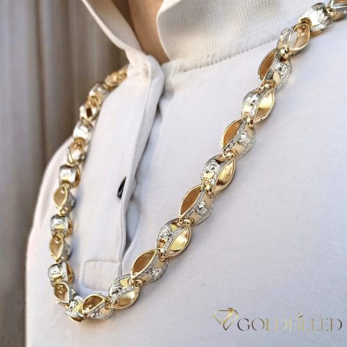 Goldfilled Antialergijski Luksuzni Barakka Ogrlica 60cm Dugačka i 11mm Široka (120g) Boja 14K Multikolor