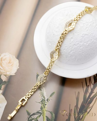 Antialergijska pozlaćena narukvica "Goldfilled", dužina 17 cm i širina 4-8 mm, boja 14K