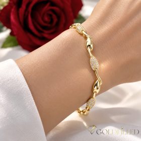   Antialergijska pozlaćena narukvica "Goldfilled", dužina 17 cm i širina 7mm, boja 14K