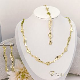   Antialergijska Ogrlica „Goldfilled” 50cm/6-8mm + Narukvica 19cm + Naušnice, boja 14K