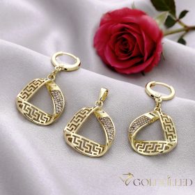   Antialergijska Goldfilled Privjesak + naušnice 38mm 14K Boja