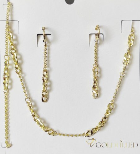 Antialergijska Ogrlica „Goldfilled” 45 cm/2-6mm + Narukvica 17cm + Naušnice, boja 14K