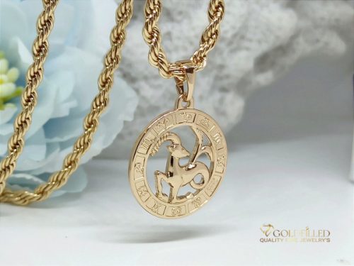 Goldfilled antialergijska ogrlica 55cm / 3mm + privjesak Jarac 18K zlatna boja